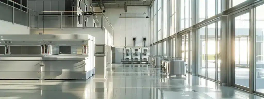 A modern, well-equipped laundry facility with automated machines and a clean, bright environment showcasing efficiency and hygiene standards. Best laundry service boston